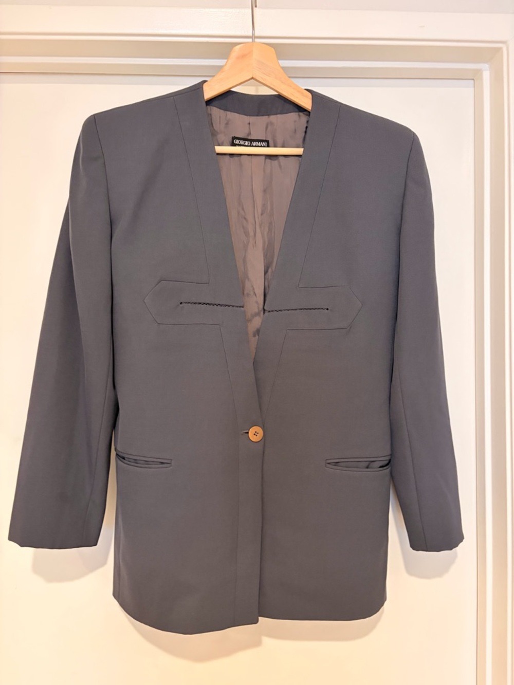 Vintage 80s Giorgio Armani Women's Gray Blazer Jacket